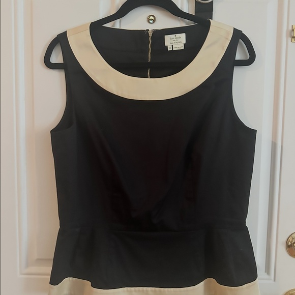 kate spade Tops - Kate Spade Black Cotton Blend Top – Classic Peplum Fit